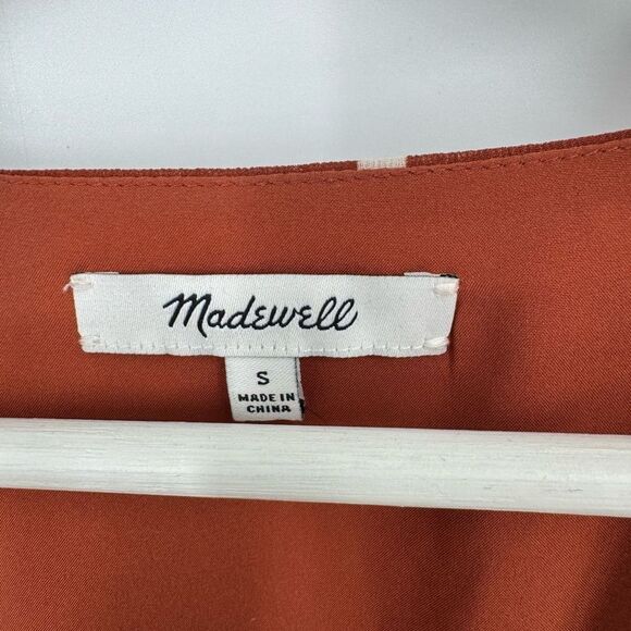 MADEWELL Smocked-Waist Mini Dress‎ in Inkspot Dots Rust Brown Size Small - Picture 7 of 11